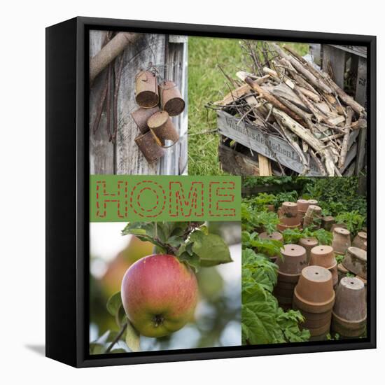 Collage Countryside Impressions with Label 'Home'-Andrea Haase-Framed Premier Image Canvas