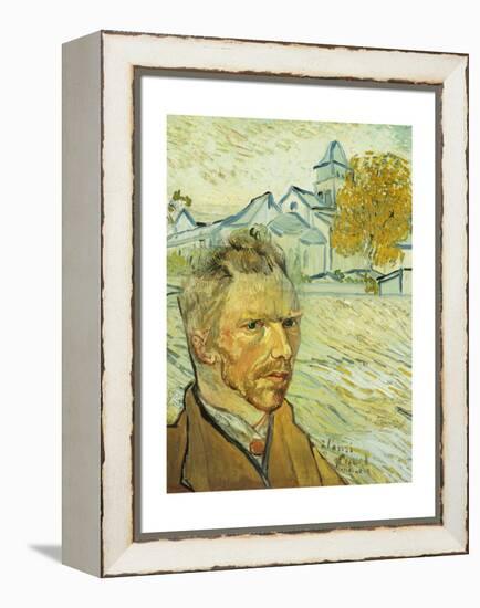 Collage Design with Painting Elements - Self Portrait & View of Asylum & Saint-Remy Chapel-Elements of Vincent Van Gogh-Framed Premier Image Canvas