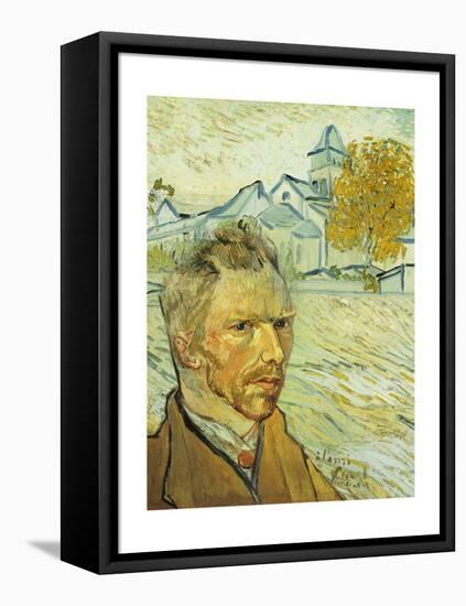 Collage Design with Painting Elements - Self Portrait & View of Asylum & Saint-Remy Chapel-Elements of Vincent Van Gogh-Framed Premier Image Canvas