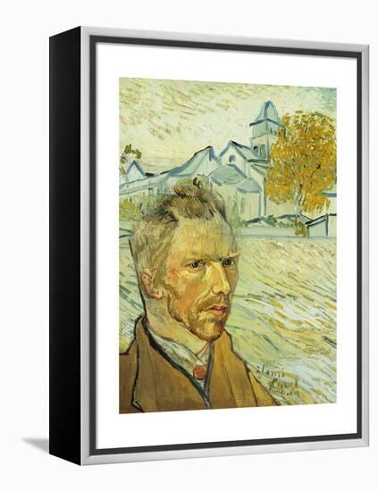 Collage Design with Painting Elements - Self Portrait & View of Asylum & Saint-Remy Chapel-Elements of Vincent Van Gogh-Framed Premier Image Canvas