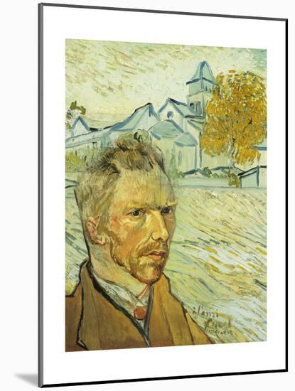 Collage Design with Painting Elements - Self Portrait & View of Asylum & Saint-Remy Chapel-Elements of Vincent Van Gogh-Mounted Giclee Print