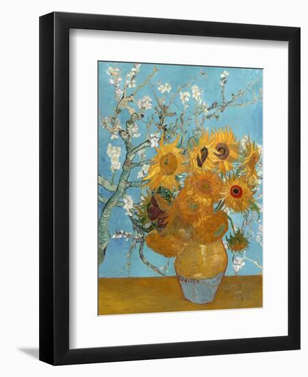 Collage Design with Painting Elements - Sunflowers & Almond Branches in Bloom-Elements of Vincent Van Gogh-Framed Premium Giclee Print