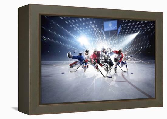 Collage from Hockey Players in Action-Eugene Onischenko-Framed Premier Image Canvas