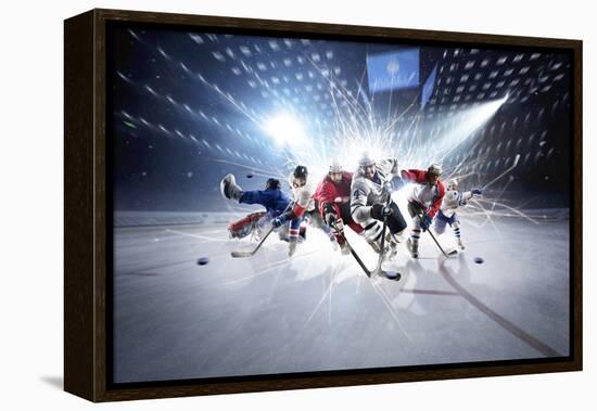 Collage from Hockey Players in Action-Eugene Onischenko-Framed Premier Image Canvas