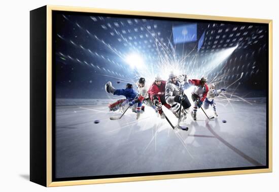 Collage from Hockey Players in Action-Eugene Onischenko-Framed Premier Image Canvas