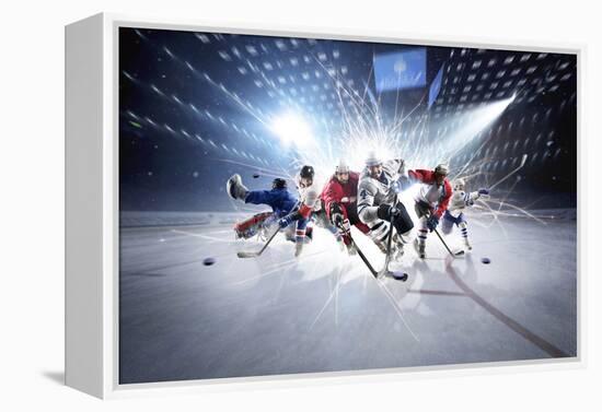 Collage from Hockey Players in Action-Eugene Onischenko-Framed Premier Image Canvas