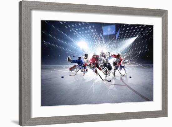 Collage from Hockey Players in Action-Eugene Onischenko-Framed Photographic Print