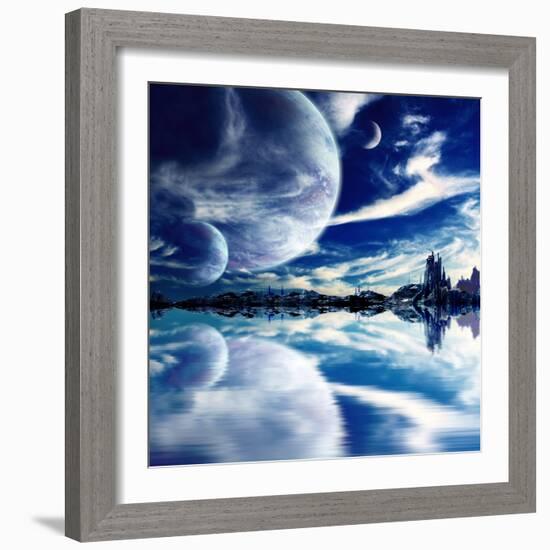 Collage - Landscape in Fantasy Planet-frenta-Framed Photographic Print