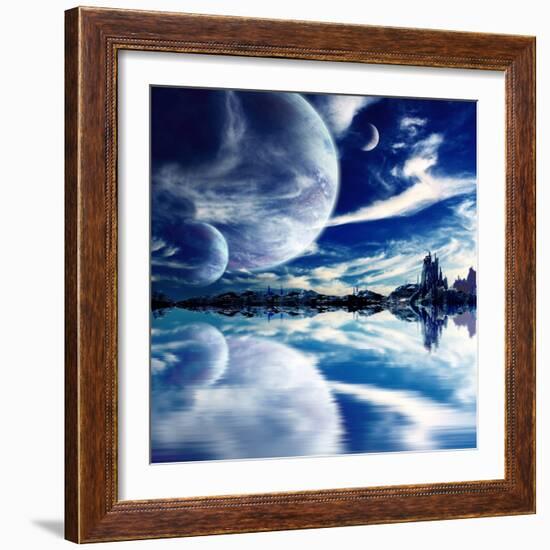 Collage - Landscape in Fantasy Planet-frenta-Framed Photographic Print