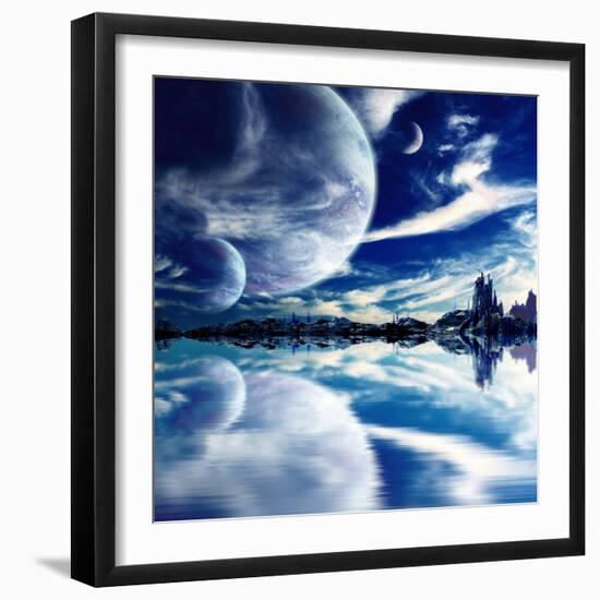 Collage - Landscape in Fantasy Planet-frenta-Framed Photographic Print