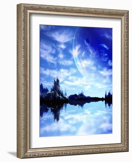 Collage - Landscape In Fantasy Planet-frenta-Framed Art Print