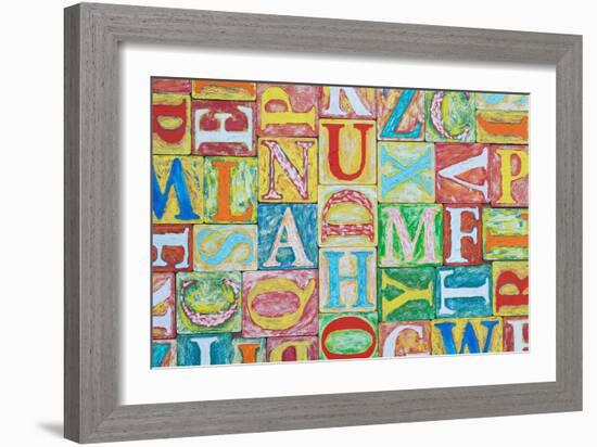 Collage Made of Colorful Alphabet Letters-Tuja66-Framed Photographic Print