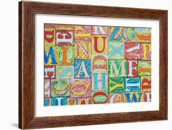 Collage Made of Colorful Alphabet Letters-Tuja66-Framed Photographic Print