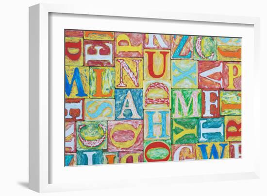 Collage Made of Colorful Alphabet Letters-Tuja66-Framed Photographic Print