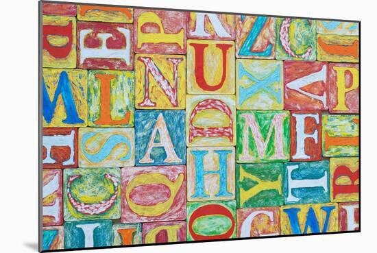 Collage Made of Colorful Alphabet Letters-Tuja66-Mounted Photographic Print
