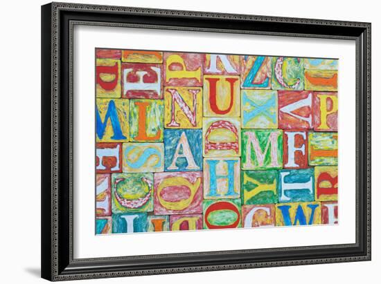 Collage Made of Colorful Alphabet Letters-Tuja66-Framed Photographic Print