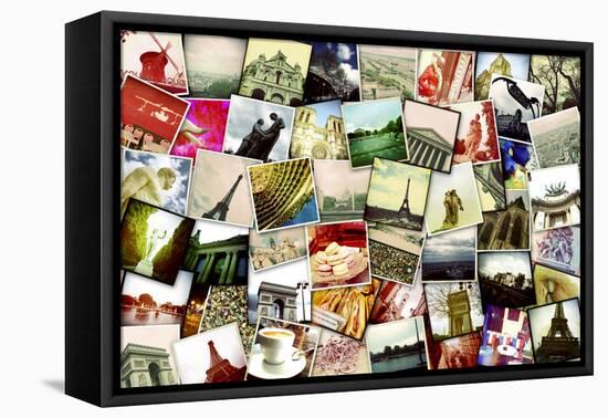 Collage of Different Snapshots of Different Landmarks and Scenes of Paris with Filter Effect-nito-Framed Premier Image Canvas