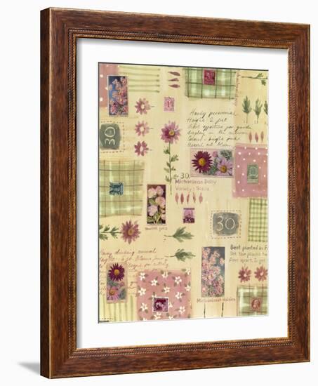 Collage of Flowers and Scraps of Material-Hope Street Designs-Framed Giclee Print