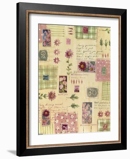 Collage of Flowers and Scraps of Material-Hope Street Designs-Framed Giclee Print