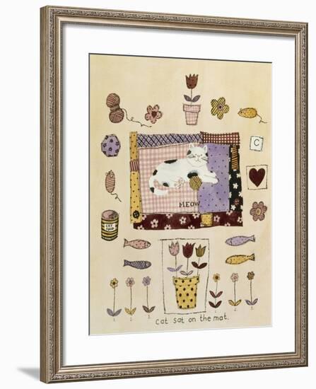 Collage of Flowers, Fish, Mice and Yarn-Hope Street Designs-Framed Giclee Print