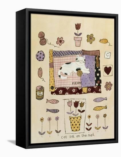 Collage of Flowers, Fish, Mice and Yarn-Hope Street Designs-Framed Premier Image Canvas