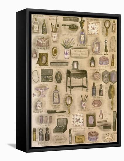 Collage of Items Found on Dressing Table-Hope Street Designs-Framed Premier Image Canvas