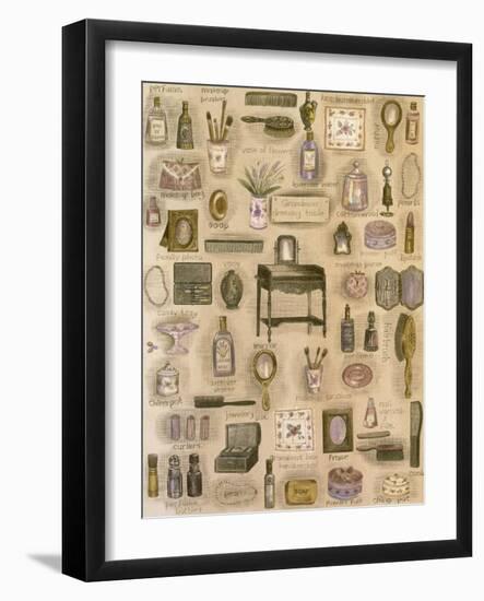 Collage of Items Found on Dressing Table-Hope Street Designs-Framed Giclee Print