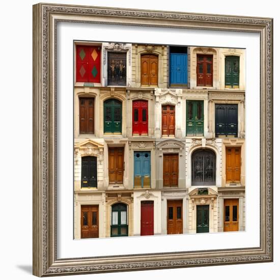 Collage of Old and Colorful Doors from Paris, France.-pink candy-Framed Photographic Print