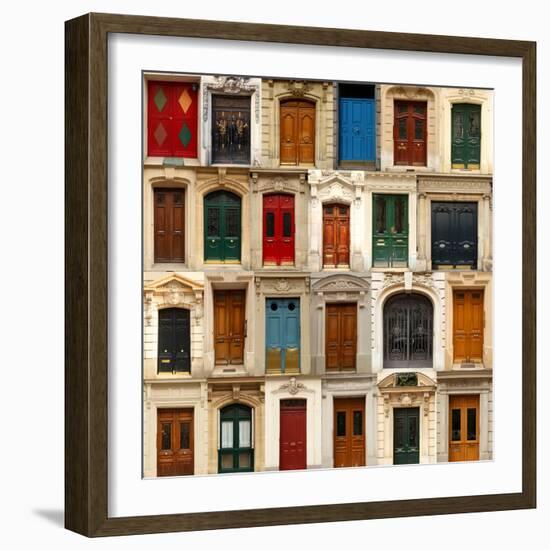 Collage of Old and Colorful Doors from Paris, France.-pink candy-Framed Photographic Print