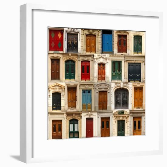 Collage of Old and Colorful Doors from Paris, France.-pink candy-Framed Photographic Print