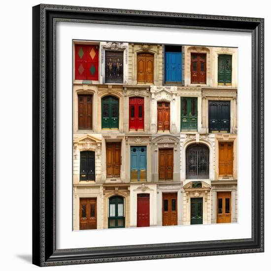 Collage of Old and Colorful Doors from Paris, France.-pink candy-Framed Photographic Print