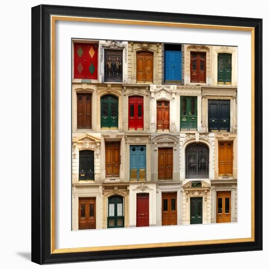 Collage of Old and Colorful Doors from Paris, France.-pink candy-Framed Photographic Print