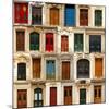 Collage of Old and Colorful Doors from Paris, France.-pink candy-Mounted Giclee Print