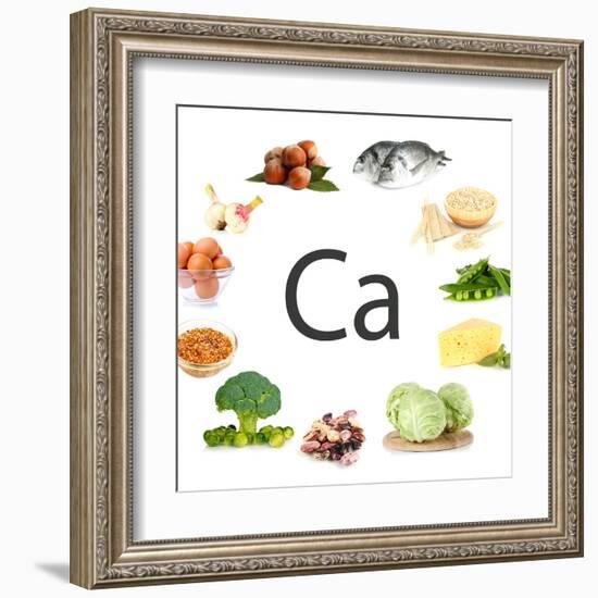 Collage Of Products Containing Calcium-Yastremska-Framed Art Print