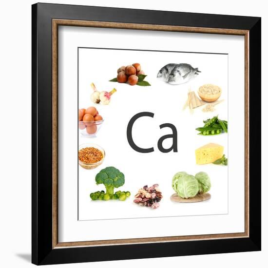 Collage Of Products Containing Calcium-Yastremska-Framed Art Print