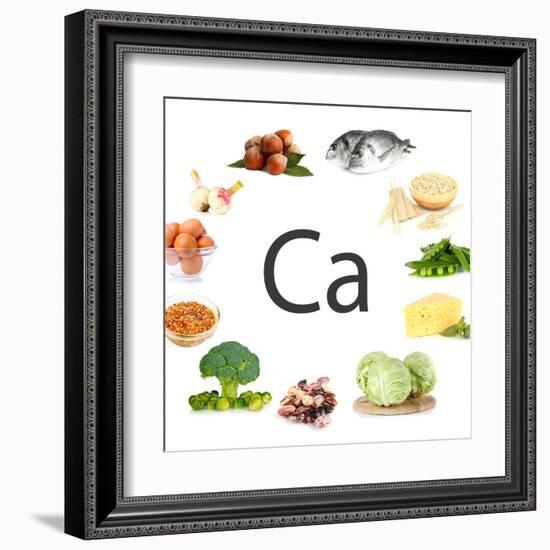 Collage Of Products Containing Calcium-Yastremska-Framed Art Print