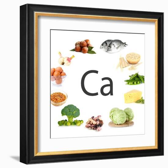 Collage Of Products Containing Calcium-Yastremska-Framed Art Print