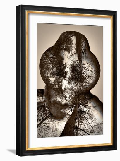 Collage of the Man in A Hat and Trees-metrs-Framed Photographic Print