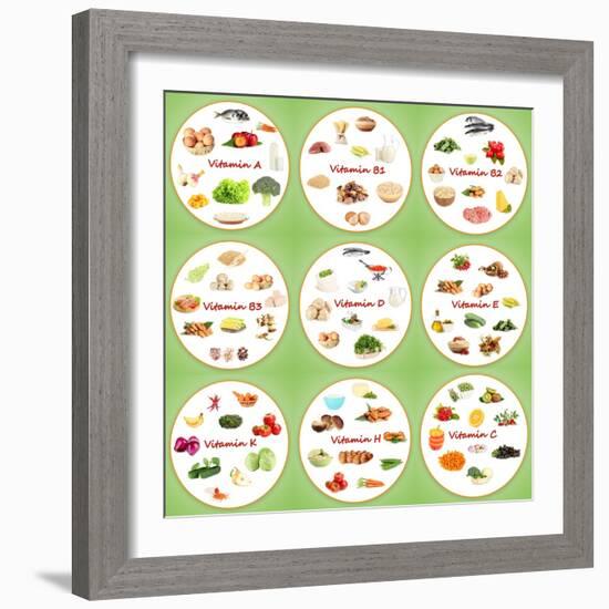 Collage Of Various Food Products Containing Vitamins-Yastremska-Framed Premium Giclee Print