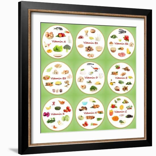 Collage Of Various Food Products Containing Vitamins-Yastremska-Framed Premium Giclee Print