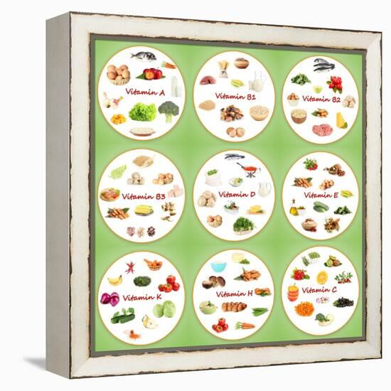 Collage Of Various Food Products Containing Vitamins-Yastremska-Framed Stretched Canvas