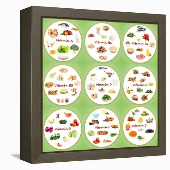 Collage Of Various Food Products Containing Vitamins-Yastremska-Framed Stretched Canvas