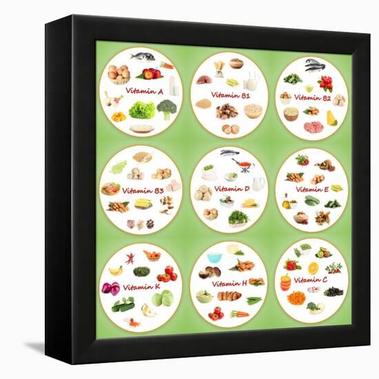 Collage Of Various Food Products Containing Vitamins-Yastremska-Framed Stretched Canvas