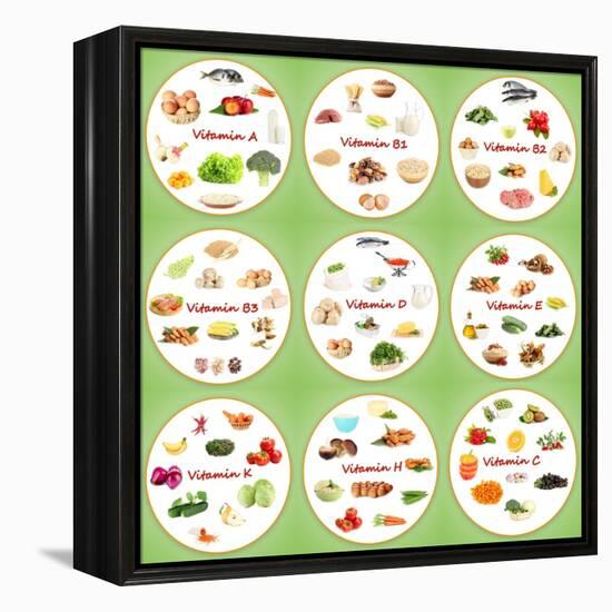 Collage Of Various Food Products Containing Vitamins-Yastremska-Framed Stretched Canvas