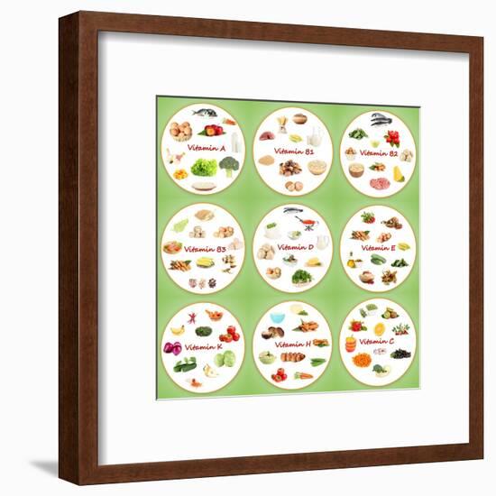 Collage Of Various Food Products Containing Vitamins-Yastremska-Framed Art Print