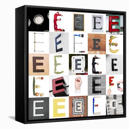 Collage With 25 Images With Letter E-gemenacom-Framed Stretched Canvas