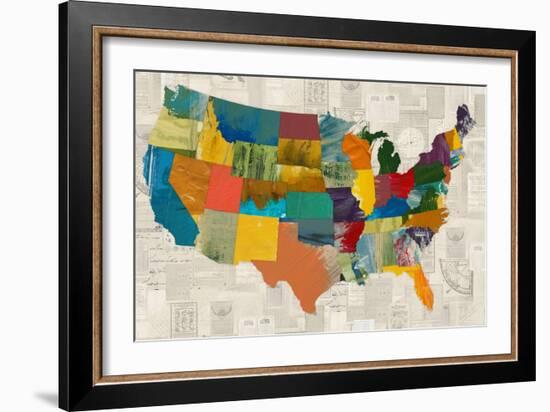 Collaged US Map-THE Studio-Framed Giclee Print