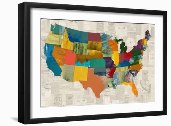 Collaged US Map-THE Studio-Framed Giclee Print