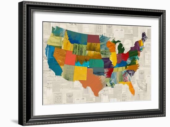 Collaged US Map-THE Studio-Framed Giclee Print