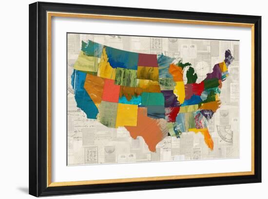 Collaged US Map-THE Studio-Framed Giclee Print